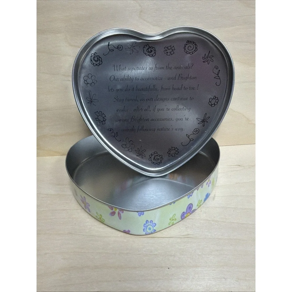 Brighton Heart Shaped Multicolor‎ Metal Lined Jewelry Box Floral Design